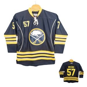 CCM Buffalo Sabers Tyler Myers Jersey Fight Strap Stitched Mens 50 Chaos Giraffe